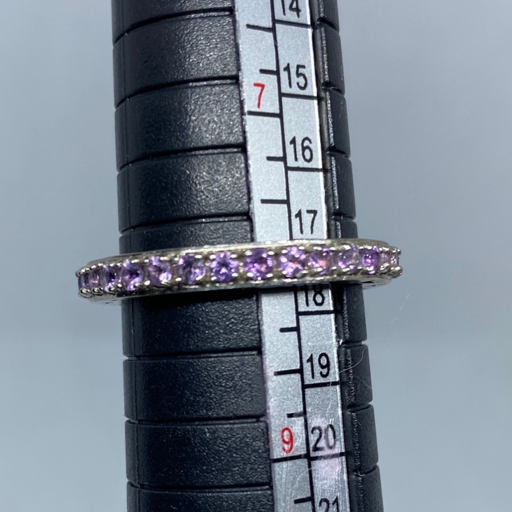 Amethyst Stackable Ring, Sterling Silver, Size 8 - image 2